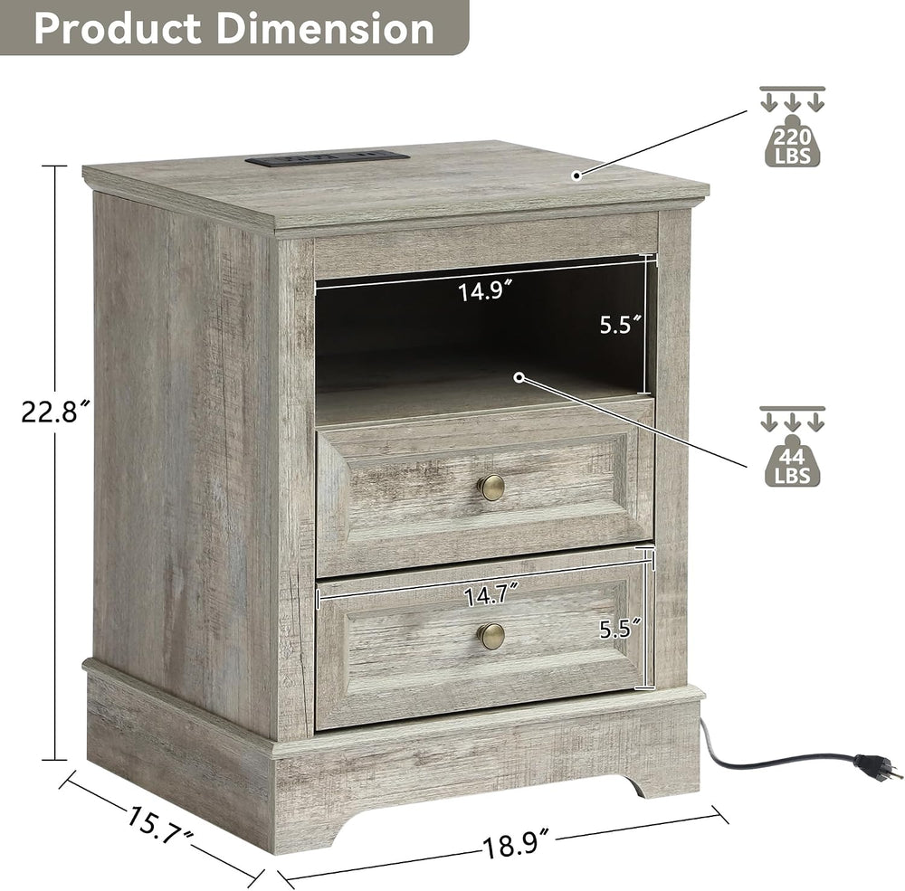 LOUVIXA Farmhouse Bedroom Sets of 3, Including 9 Drawer Dresser, Nightstand S...
