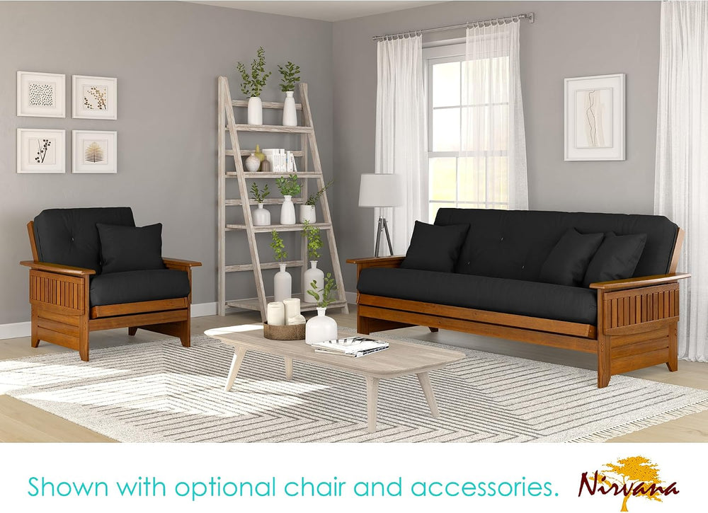 Nirvana Futons Brentwood Tray Arm Futon Sofabed Set - Queen Frame, 8" Th...
