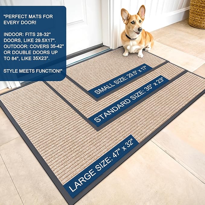 OLANLY Front Door Mat Indoor Outdoor Entrance, Waterproof Heavy Duty Doormat ...