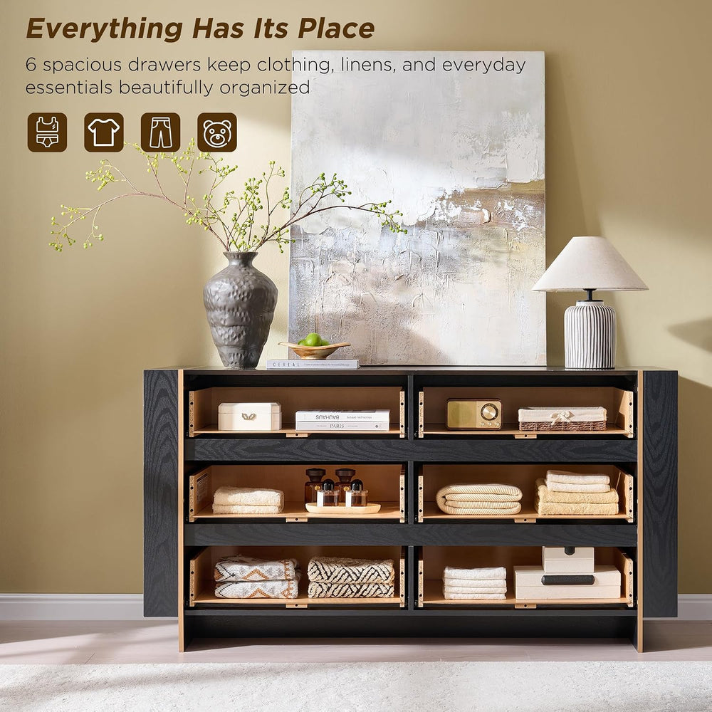 OKD 60" Modern 6 Drawer Dresser for Bedroom, 20" Depth for More Sto...