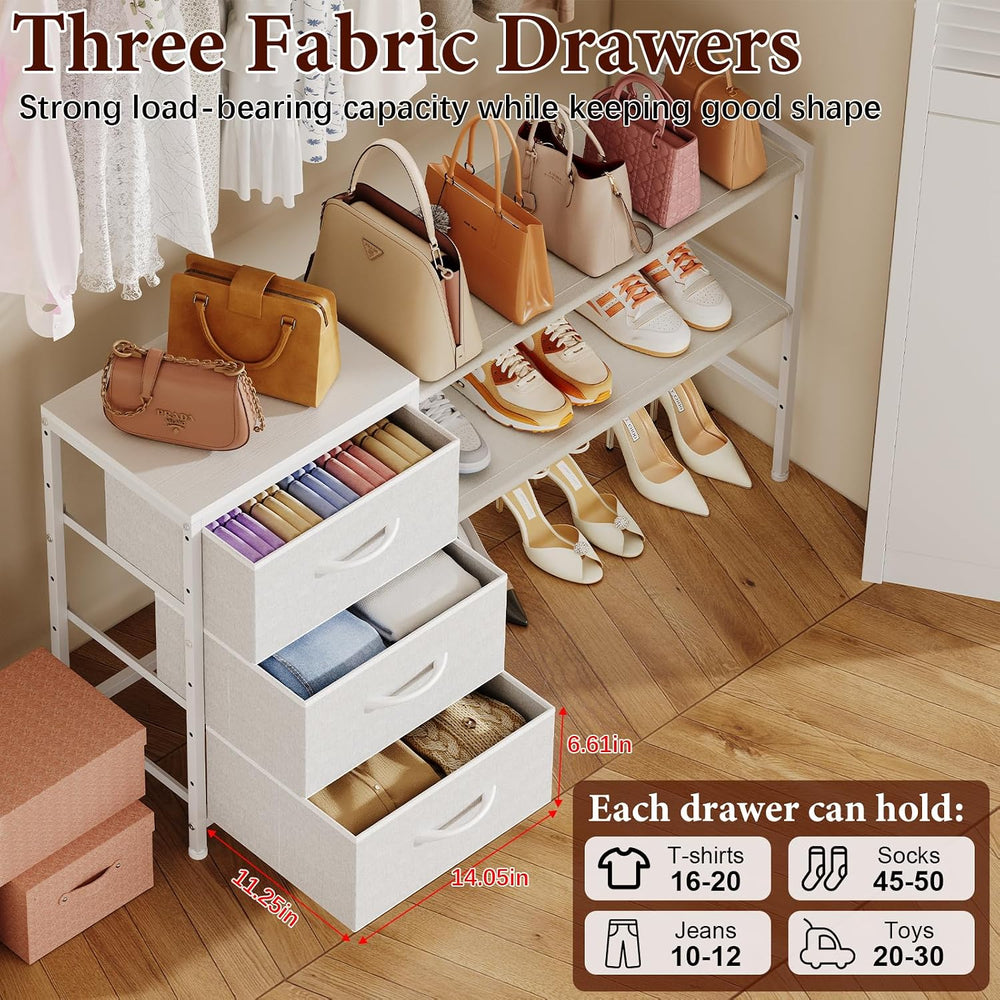 Closet Organizers and Storage, Adjustable Shelves,3 Drawer White