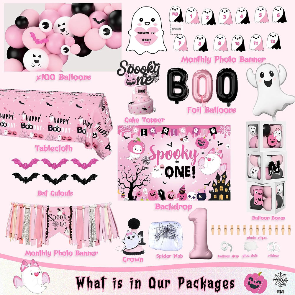 Halloween 1st Birthday Party Decorations,Spooky One Birthday Supplies Decor (...