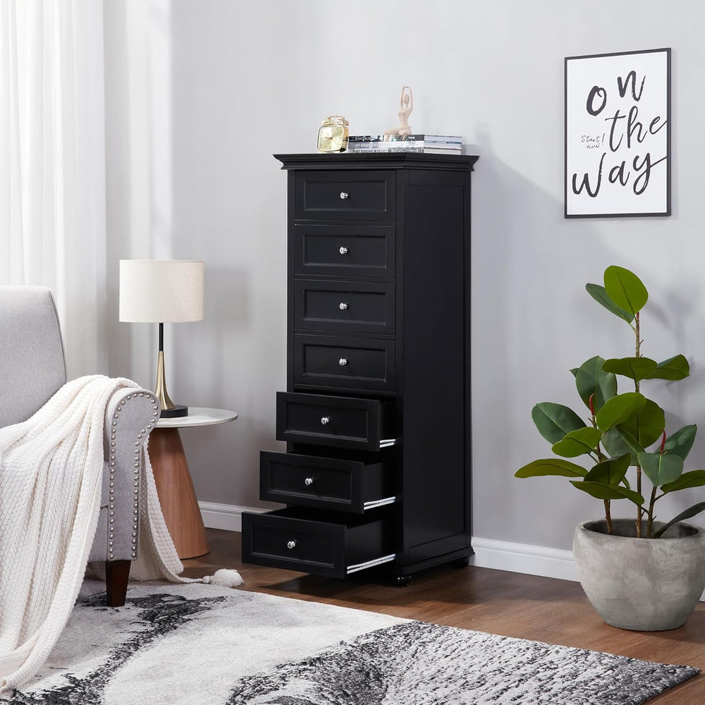 Tall Black Dresser for Bedroom with 7 Drawers, 52" Tall Skinny Dresser