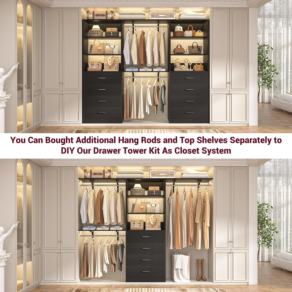 Aheaplus Closet Drawers Organizer System, 5.3FT Wood Closet System Set of 3