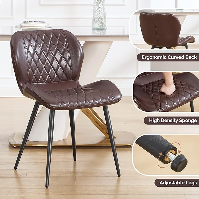 Dining Chairs Set of 3, Comfy Modern Dining Chairs with Thick Cushions, Uphol...