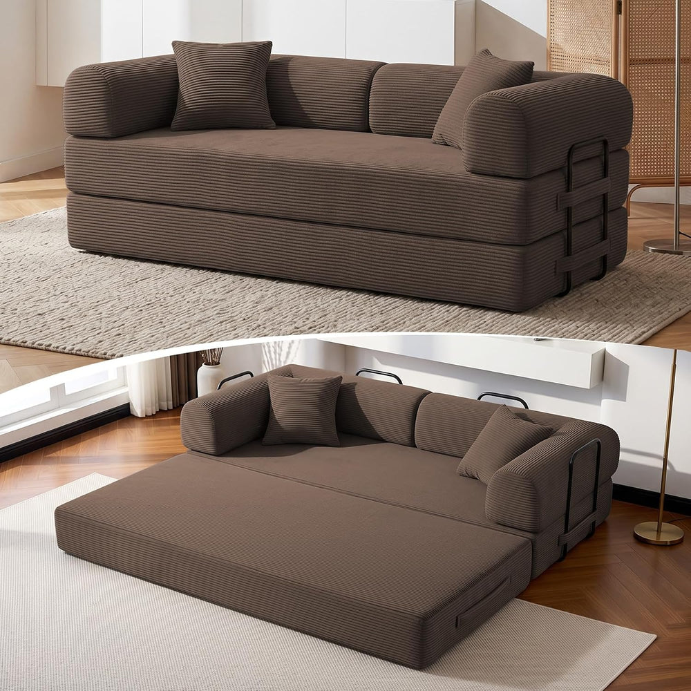79" Convertible Futon Sofa Bed,5-In-1 Boneless Couch for Small Spaces