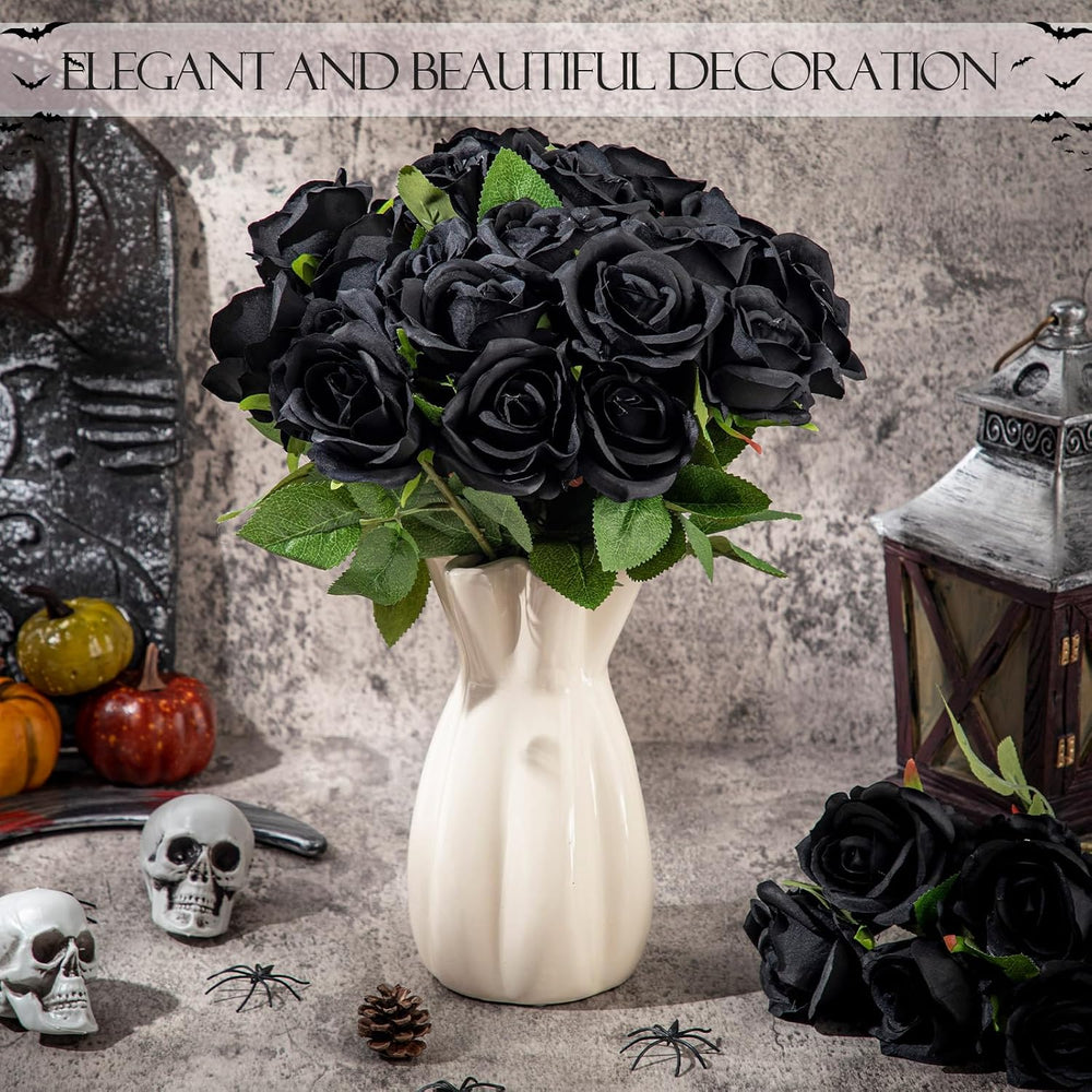 Hotop 80 Pcs Artificial Roses Flowers Bulk, Black