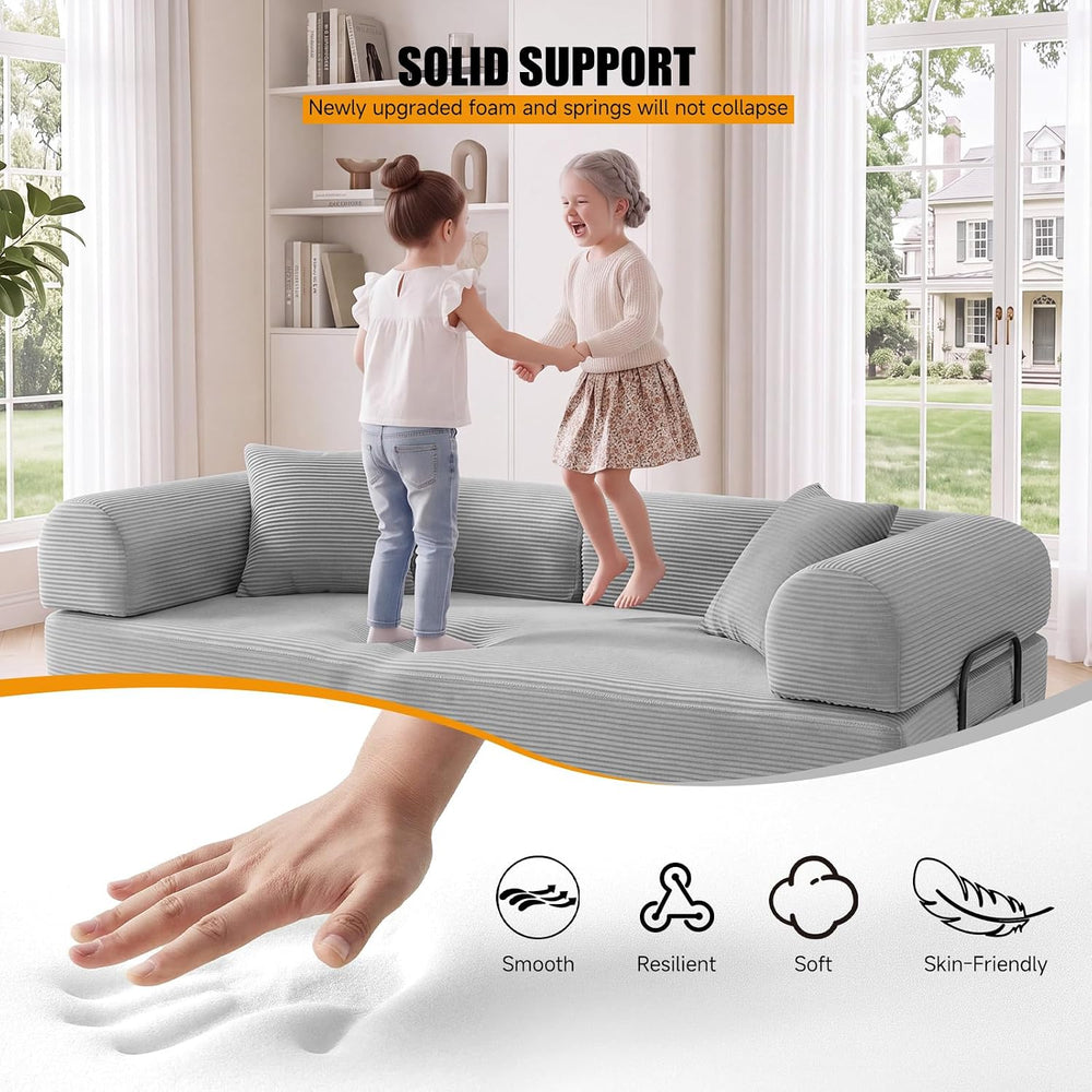 79" Convertible Sofa Bed Set, 4 in 1 Boneless Couch for Living Room