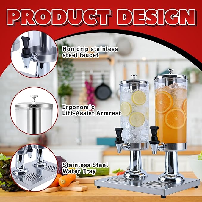 2-Gallon Drink Dispenser with Stainless Steel Drip Tray