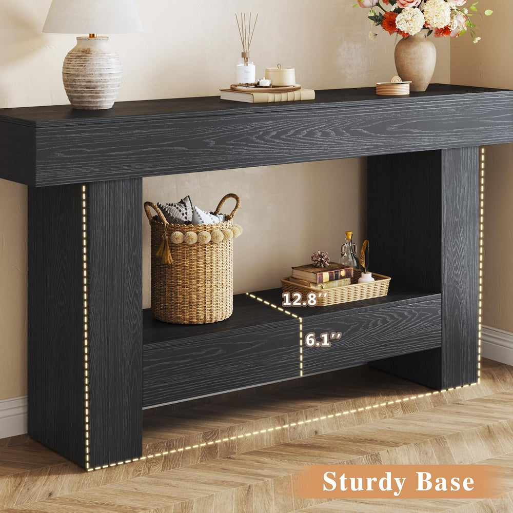 HUAHUU 63 Inches Long Console Table, Sofa Table with Storage Behind Couch, En...