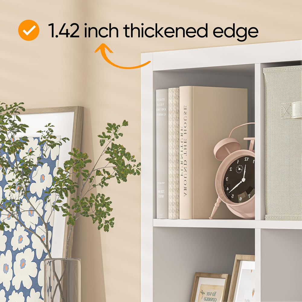 furtble Bookshelf with Storage Bins, 8-Cube Storage Organizer with Back Panel...