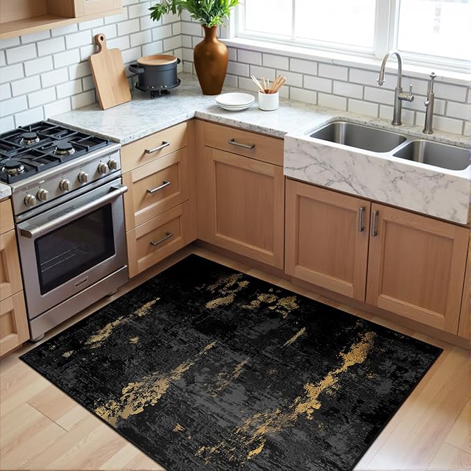 Washable Area Rugs 3'x5' Non-Slip Modern Abstract Soft