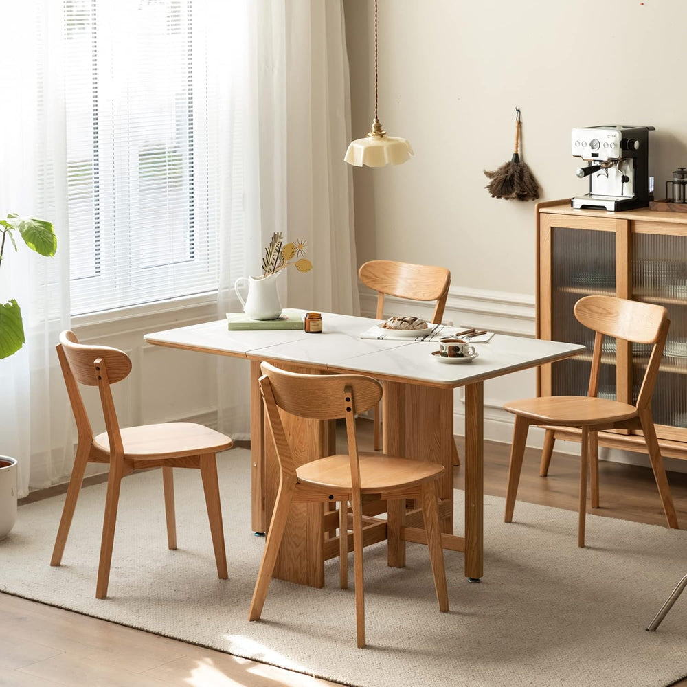 100% Solid Oak Dining Chairs Set of 4, Mid-Century Modern Dining Room Chairs,...