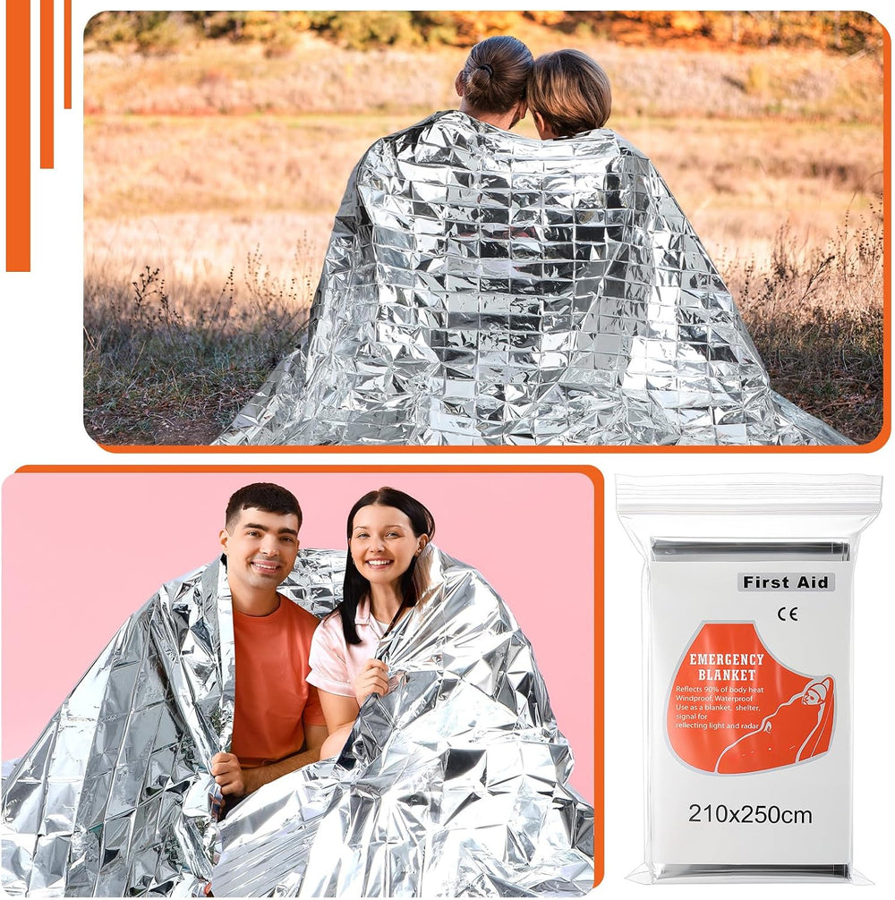 Kingdder 30 Pack Oversized Emergency Thermal Blankets Bulk 98'' x 82&...