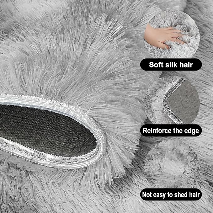 Large Area 8x10ft Carpet Tie-Dyed Grey Washable and Fluffy
