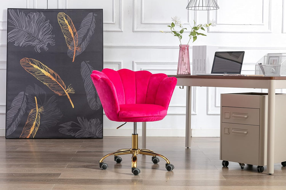 Comfy Home Office Task Chair with Wheels, Cute Modern Upholstered Velvet Seas...