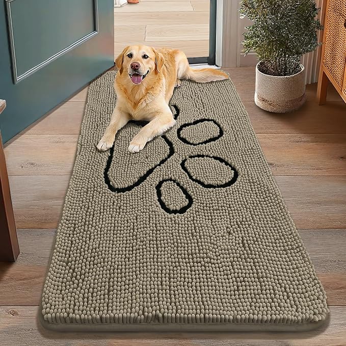 Smiry Dog Door Mat for Muddy Paws, Absorbent Dirt Trapper Non Slip Quick Dry