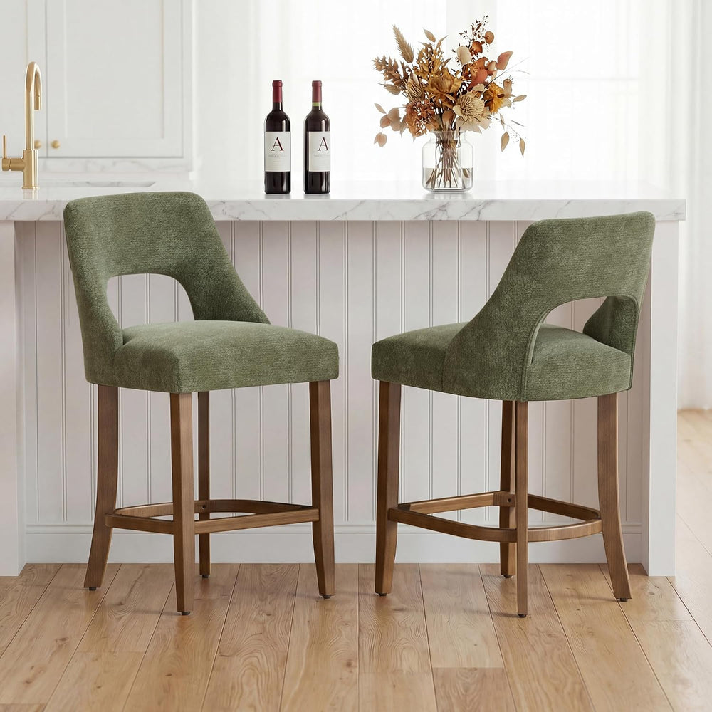 UVV Bar Stools Set of 2, Upholstered Counter Height Bar Stools, Modern Counte...