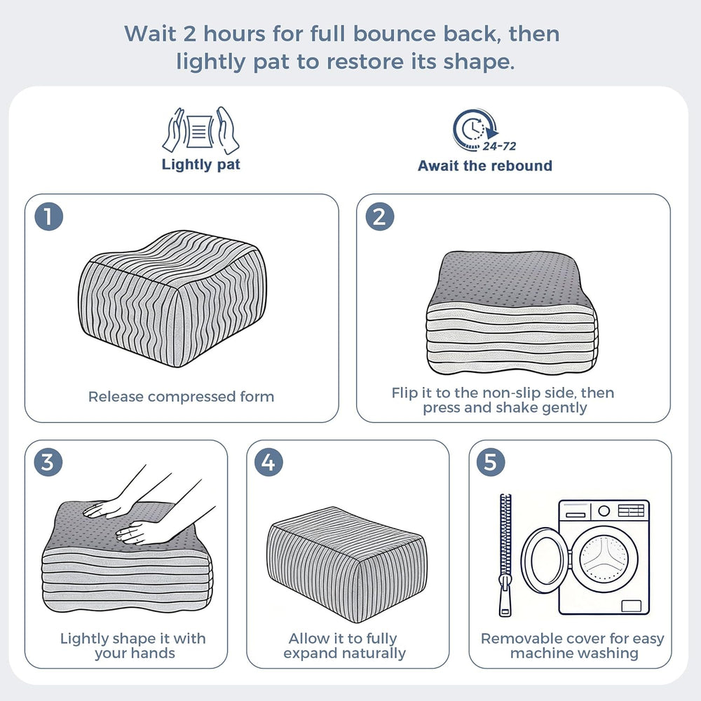 Rectangular Pouf Ottoman, Foam-Filled Footrest, Dark Gray | Soft coral fleece...