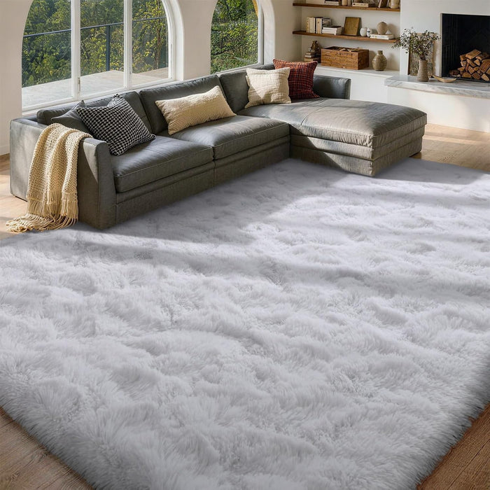 6x9 Large Rugs for Living Room Fluffy Carpet (White)