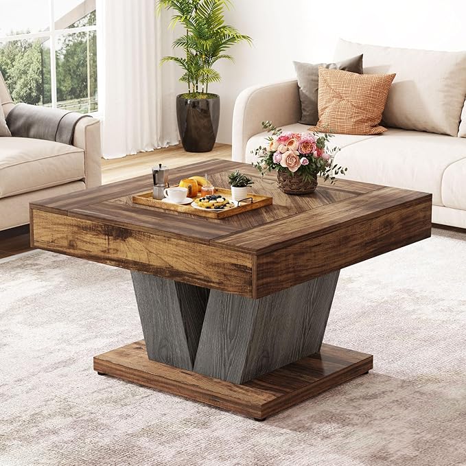 Tribesigns Square Coffee Table, Wood Center Table for Living Room, 31.5"...
