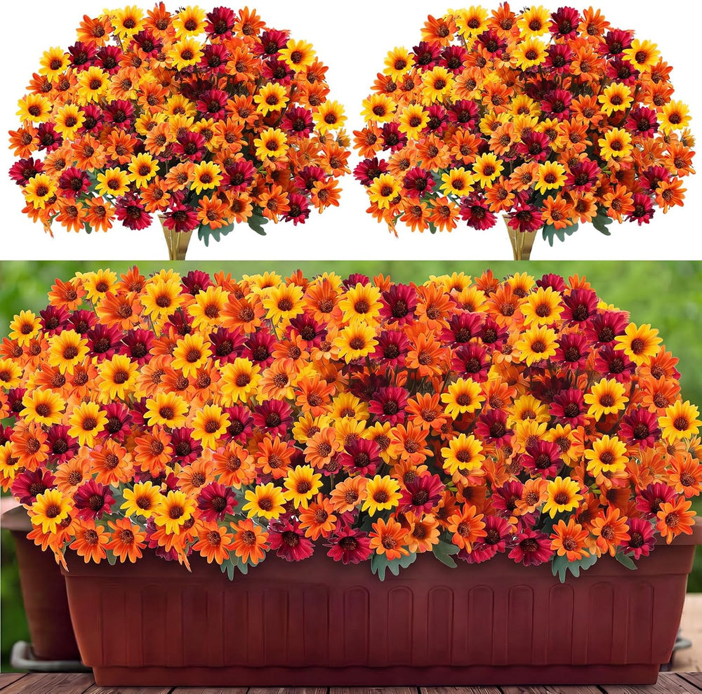 Suncalla 12 Pcs Fall Artificial Mums for Outdoors, Fake Silk Daisy Bulk