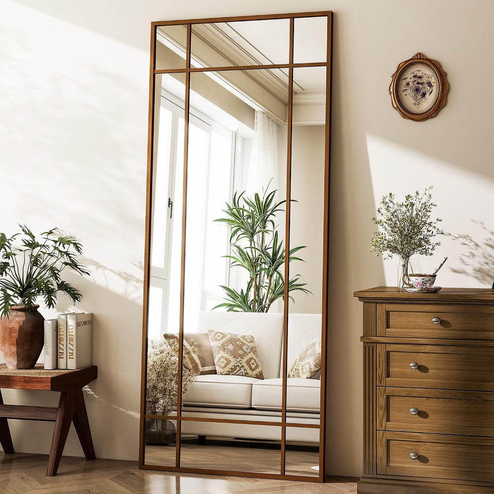 HARRITPURE Windowpane Full Length Mirror, 71"x30" Floor Mirror, Bronze