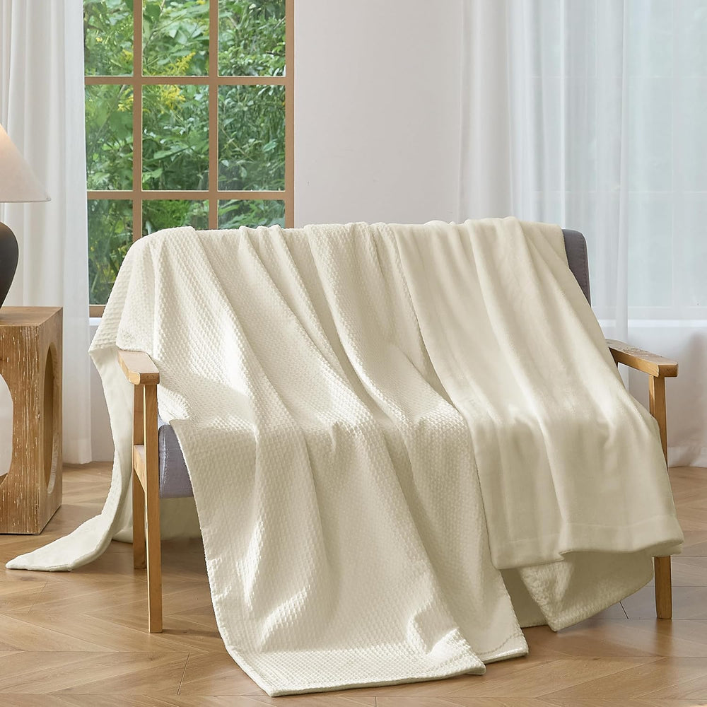 CHUFFED Cotton Waffle Blanket King Size - Plush Milk Velvet & Reversible ...