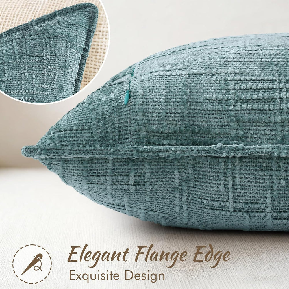 decorUhome Chenille Decorative Throw Pillow Covers 20x20 Set of 2, Teal
