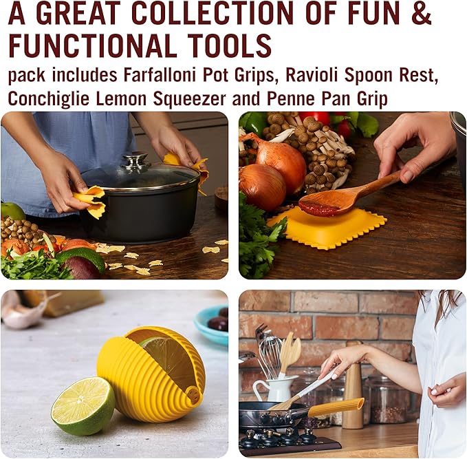 Monkey Business Silicone Kitchen Tools in Gift Box/ 4 Big Pasta shaped kitchen