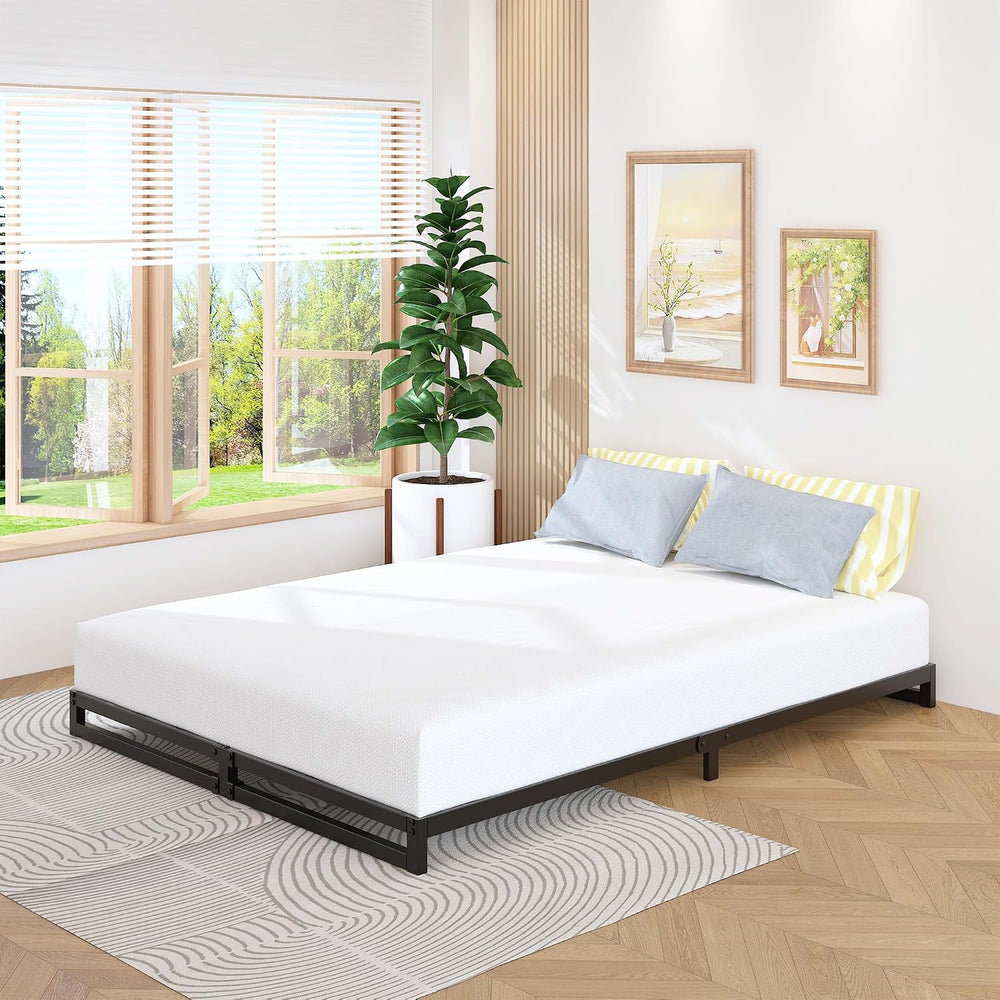 Lutown-Teen 6 Inch King Size Bed Frame with Heavy Duty Steel Slat Support