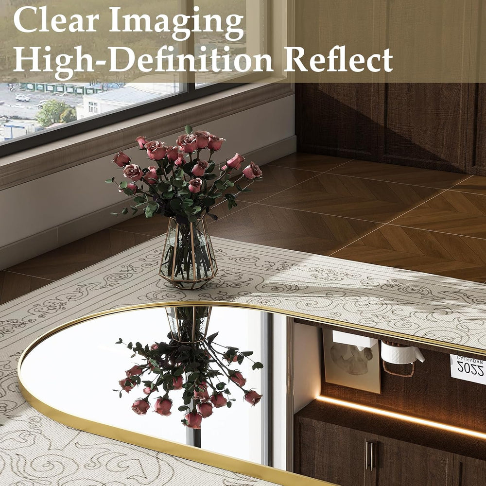 57" x 20" Arched Full Length Mirror - Wall Mounted/Floor Mirror Alu...