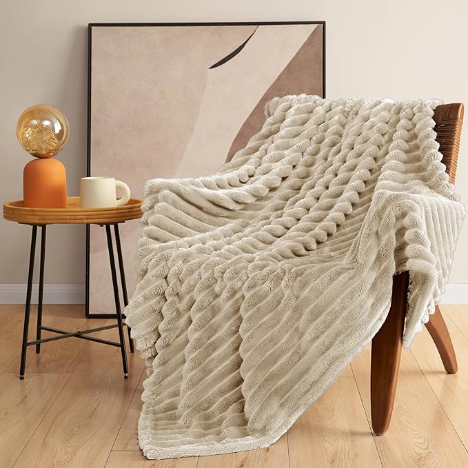 HIMEET Linen Ribbed King Size Blanket