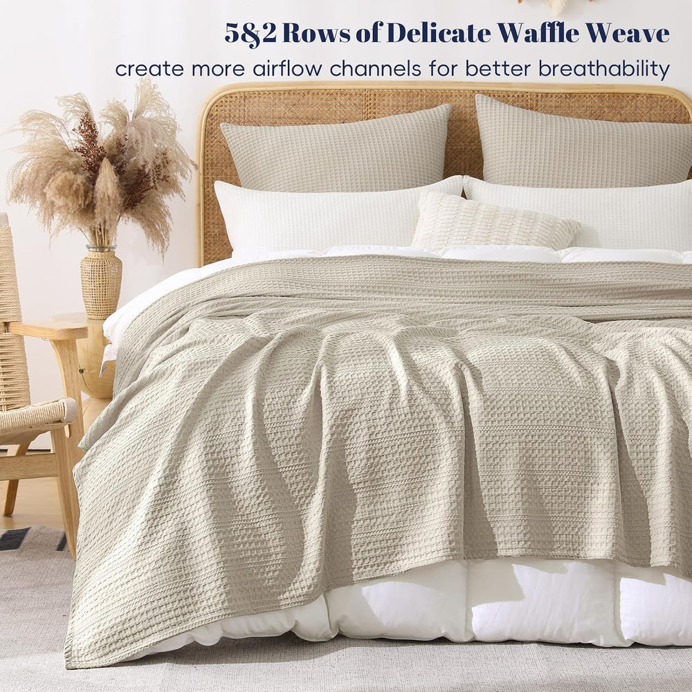PHF Lightweight Waffle Weave Blanket Queen Size 90"x 90", Soft Wove...