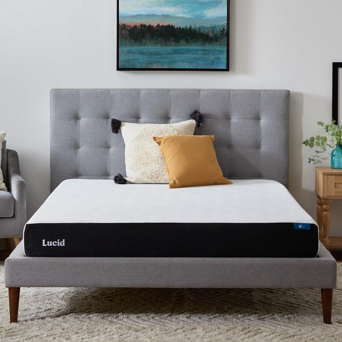 Lucid 8 Inch Gel Memory Foam Mattress, Medium Firm, Bed in a Box, Twin Size