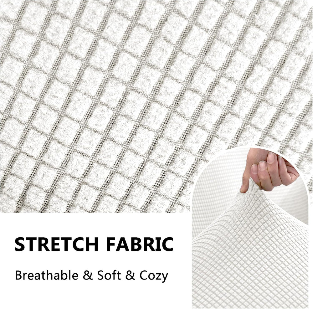 3 Piece Stretch Matching Chair and Ottoman Slipcover Set, Jacquard Arm Chair/...