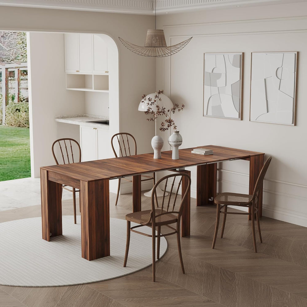Extendable Dining Table, Transformer Folding Console Table for 2-12 People, S...