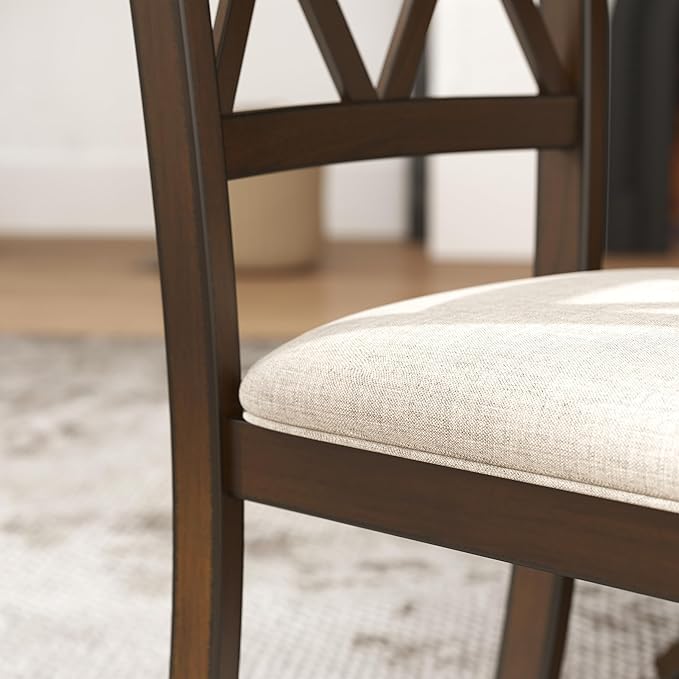 Roundhill Furniture Windvale Fabric Upholstered Dining Chair, Set of 2, Espresso