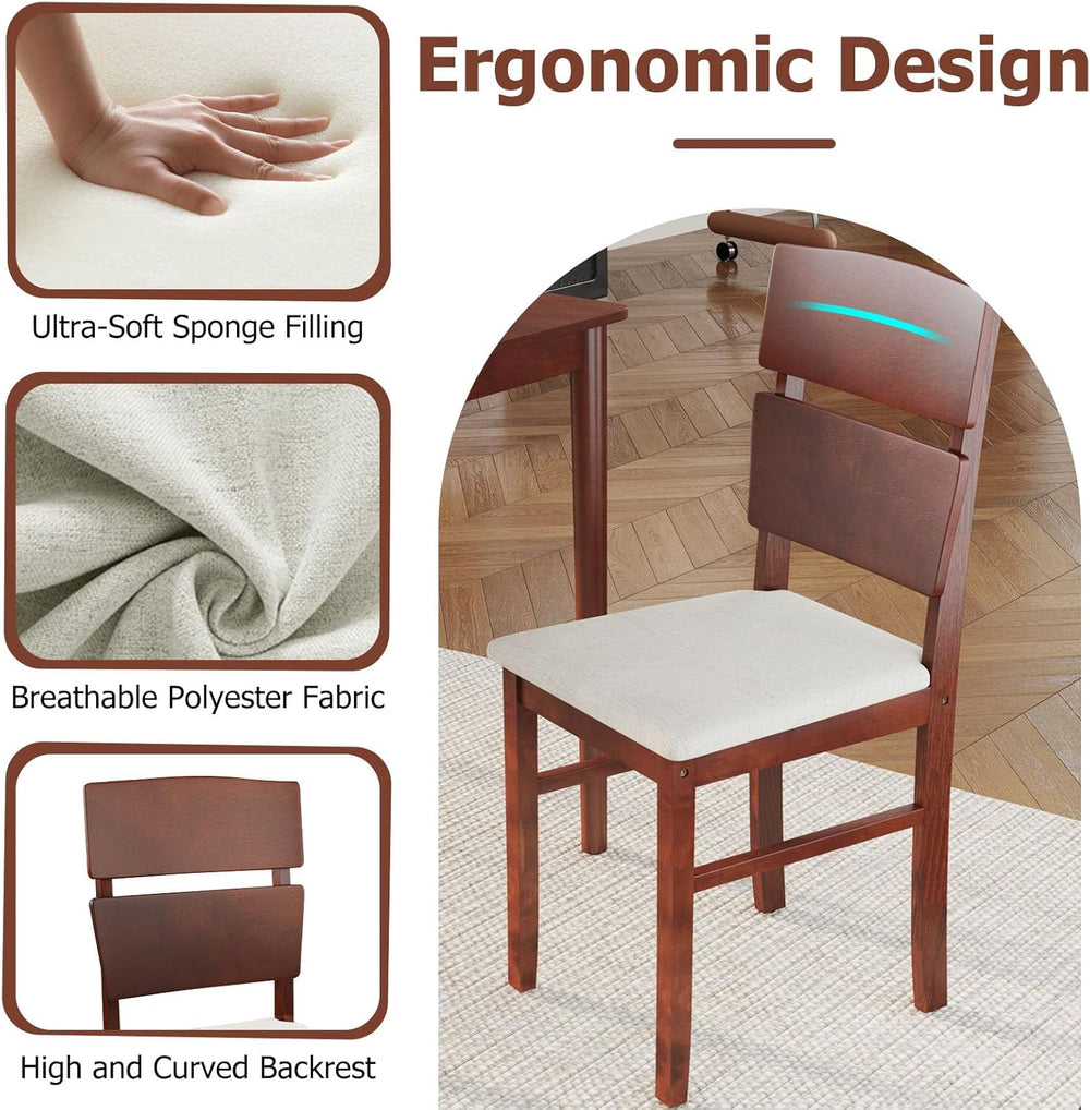 Tangkula Dining Table Set for 4, Dinette Set with Table and 4 Padded Seat, Ru...