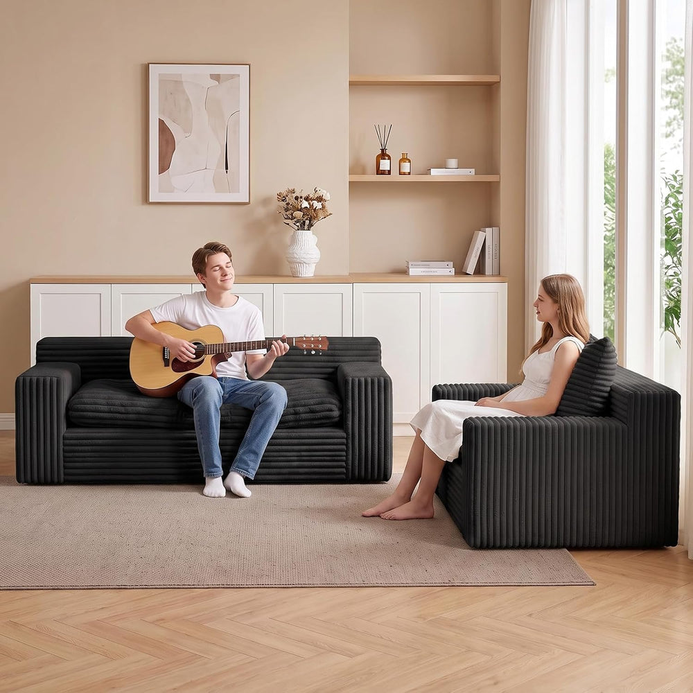 56'' Convertible Boneless Couch, Trifold Sofa Bed/Futon Sleeper with ...