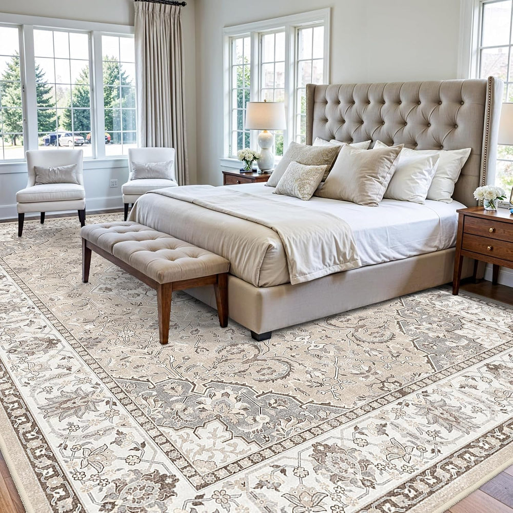 10x14 Washable Vintage Area Rug - Large Rugs for Living Room Soft Stain Resis...