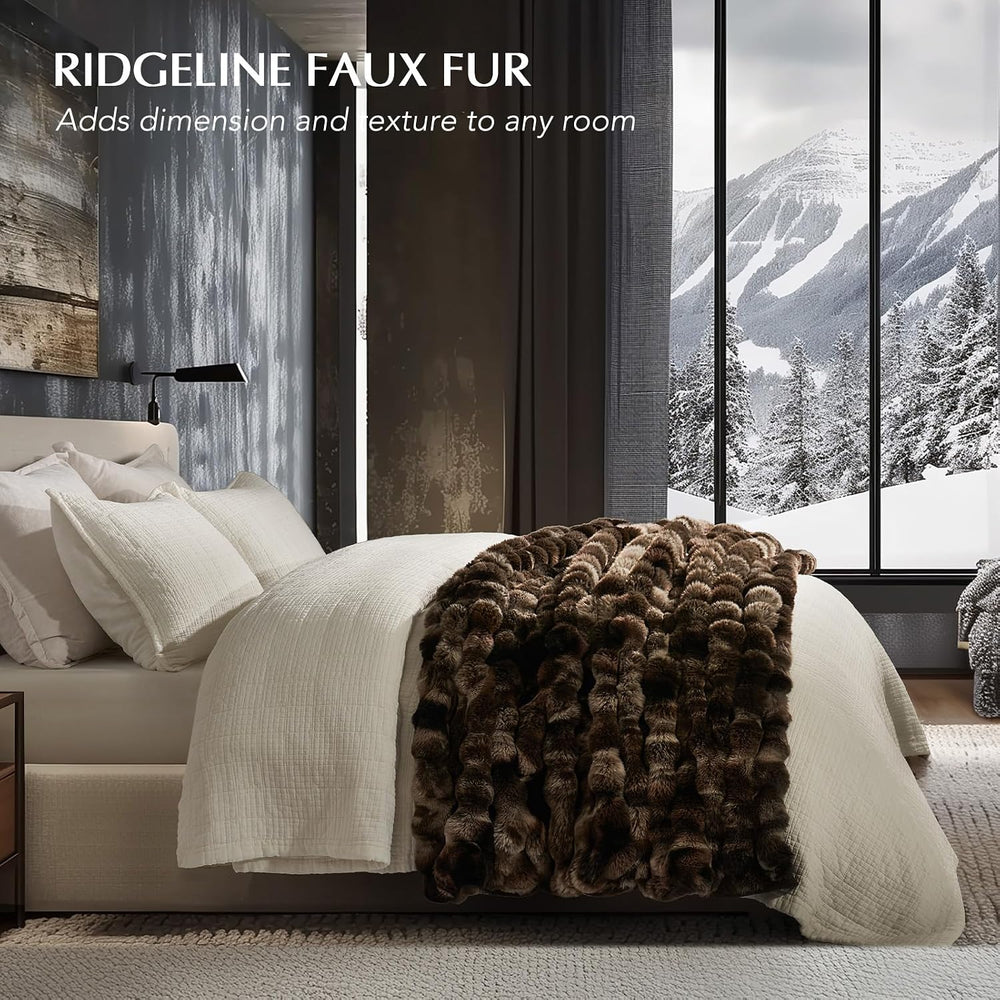 Faux Rabbit Fur Bubble Throw Blanket, 60"x80", Mocha Brown