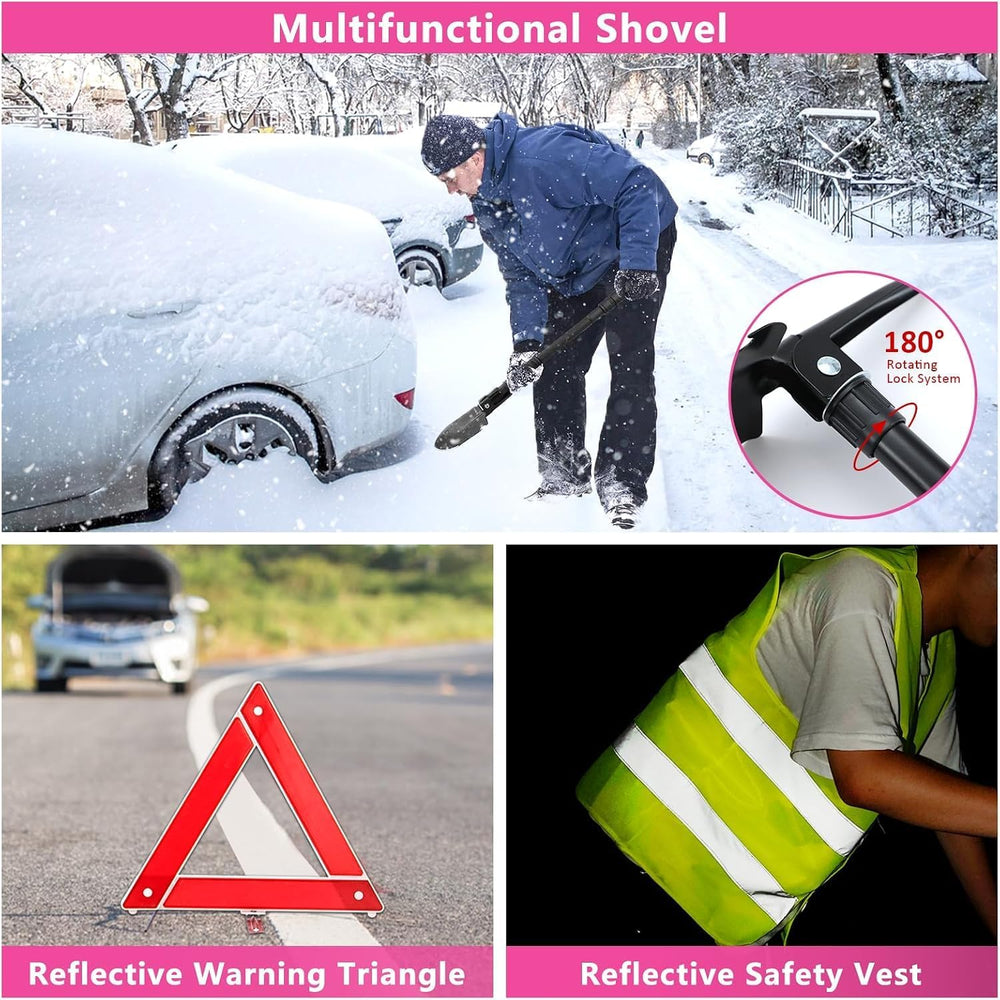 Car Emergency Kit with Portable Air Compressor - Roadside Assistance Emergenc...
