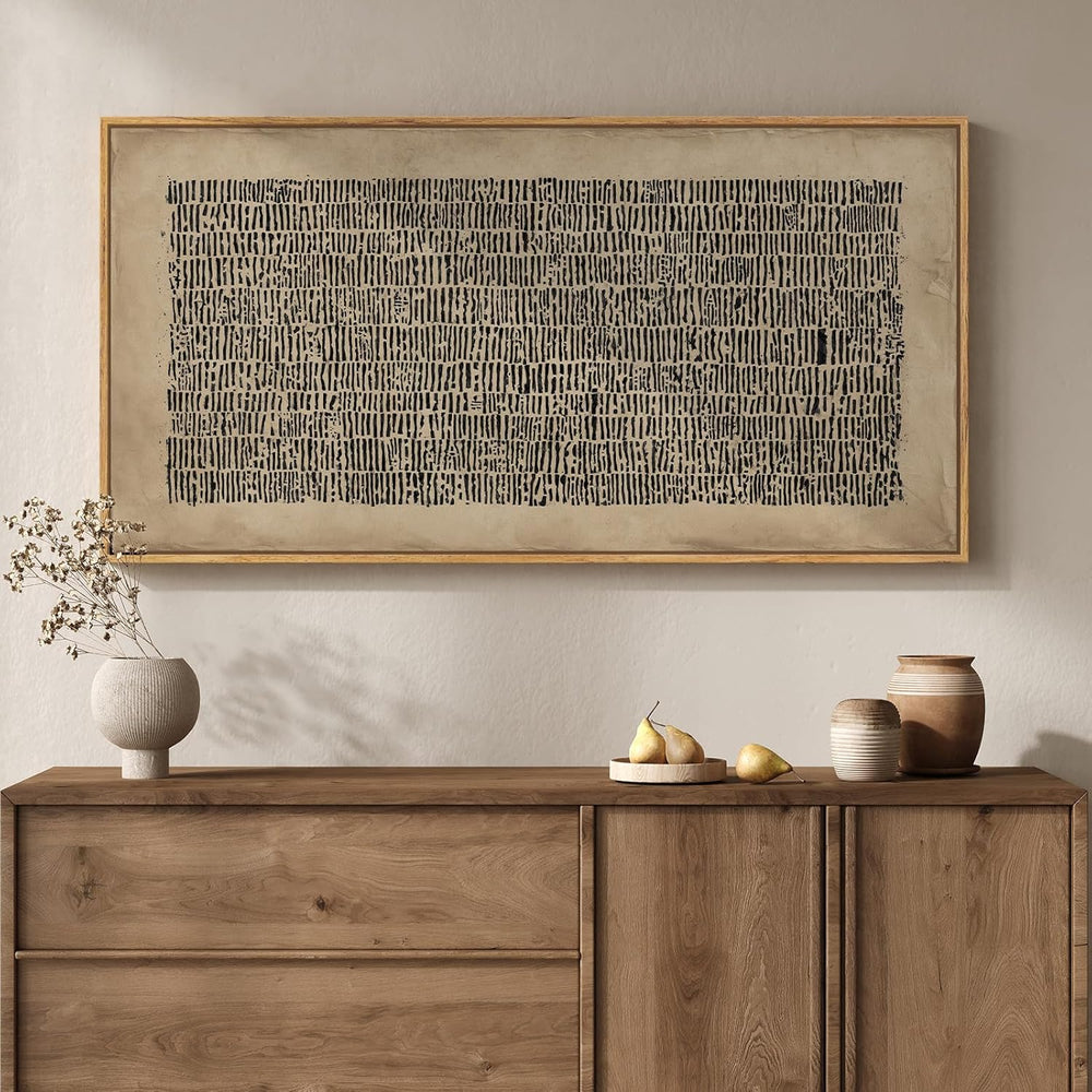 Large Framed Wabi Sabi Abstract Wall Art for Living Room, 60x30 Inch