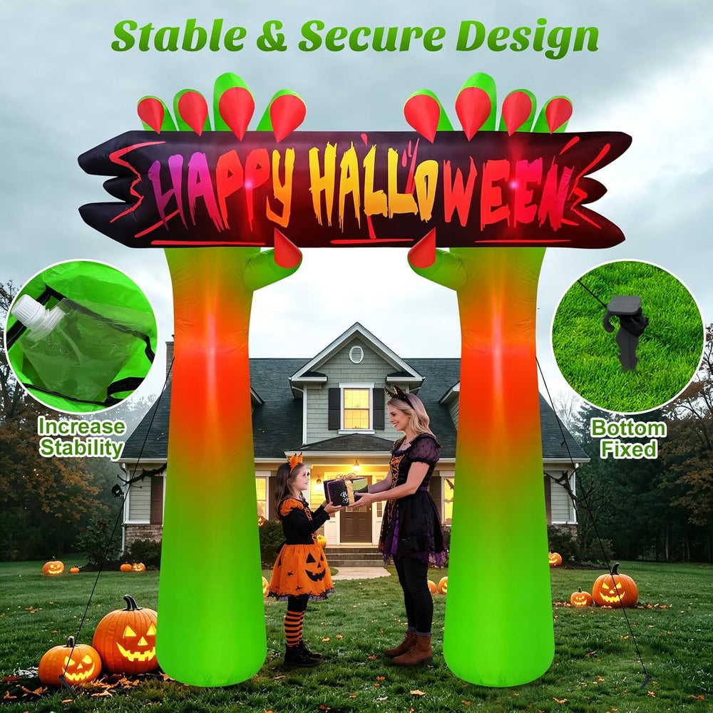 Danxilu 8FT Tall Halloween Inflatable Hand Archway Outdoor Decoration