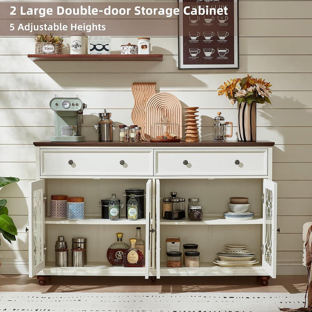 Joaxswe Farmhouse Sideboard Buffet Cabinet with Storage,59" Large Creden...