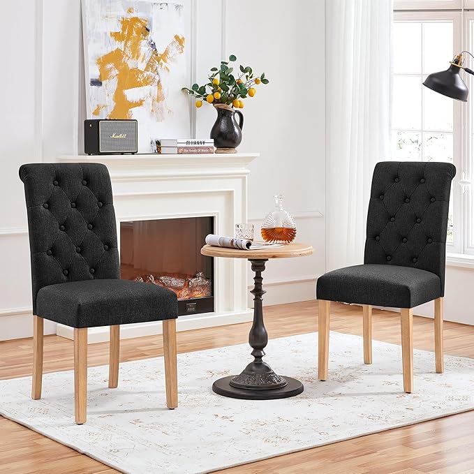 Yaheetech Dining Chairs Set of 2 Fabric Upholstered Dining Room Chairs with B...