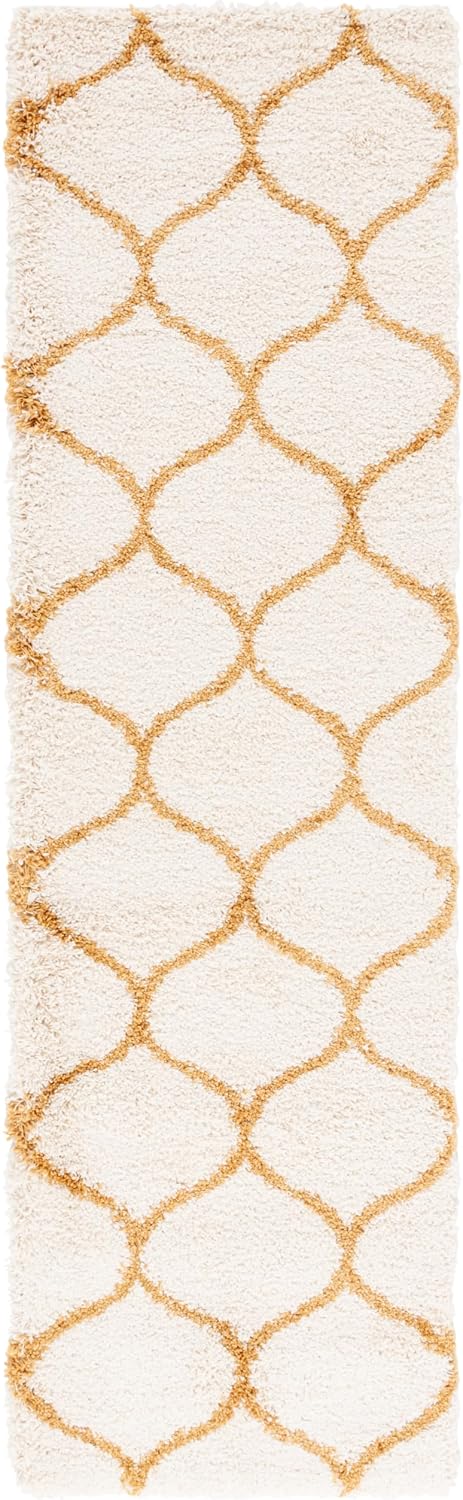 SAFAVIEH Hudson Shag Runner Rug 2'3"x8', Plush Trellis Ivory &am...