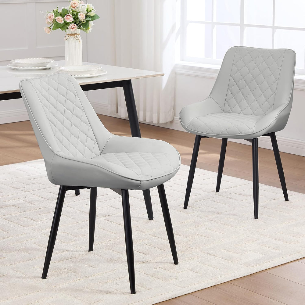 Dining Chair Set of 2, Modern Dining Chairs with Thick Cushions, Faux Leather...