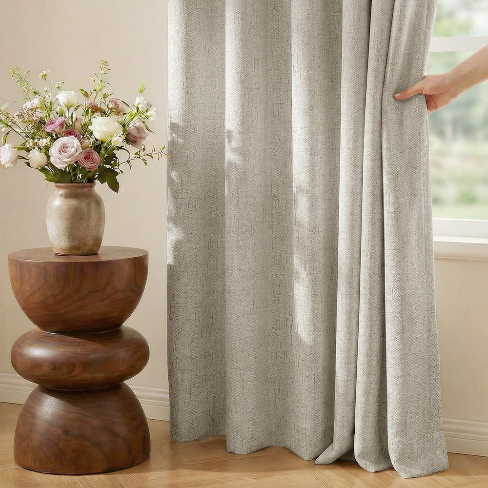 NICETOWN 100% Blackout Sliding Door Curtain, Beige, W100xL84, 1 Panel
